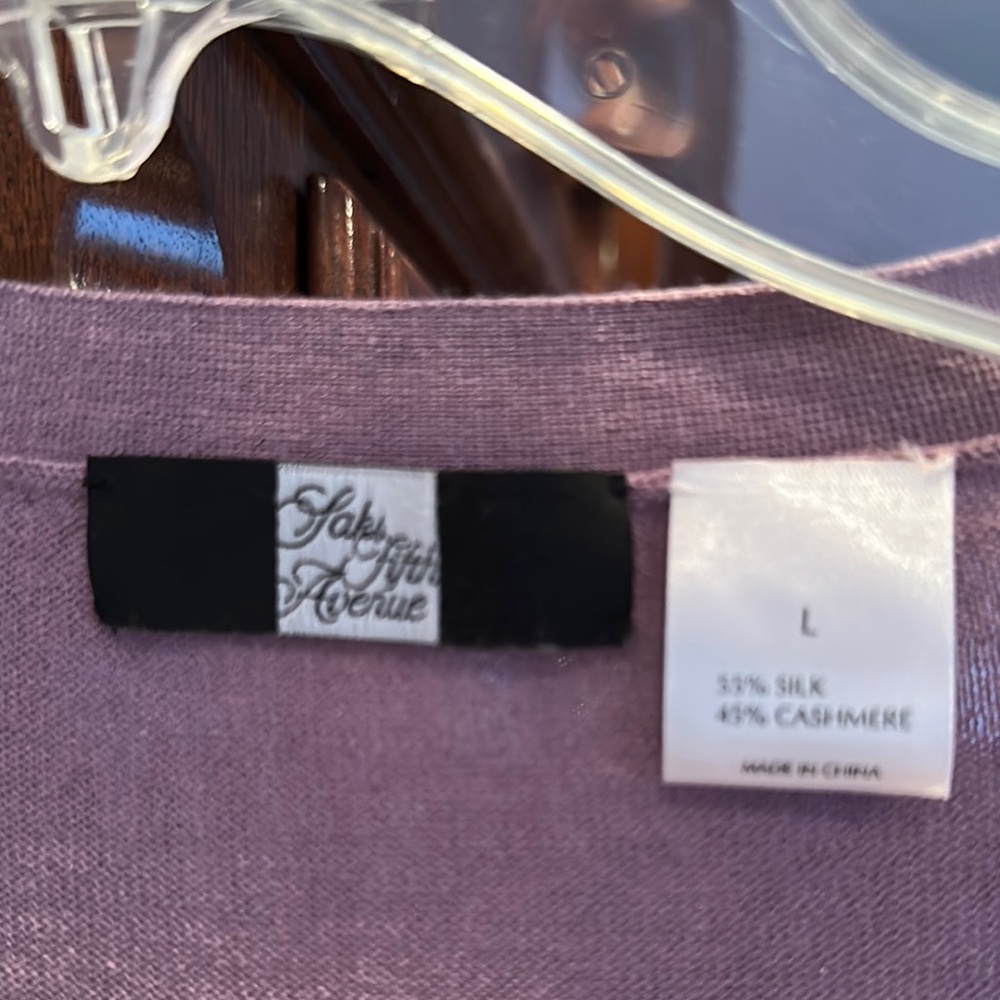 Saks Fifth Avenue Purple Cardigan Sweater - Picture 2 of 3
